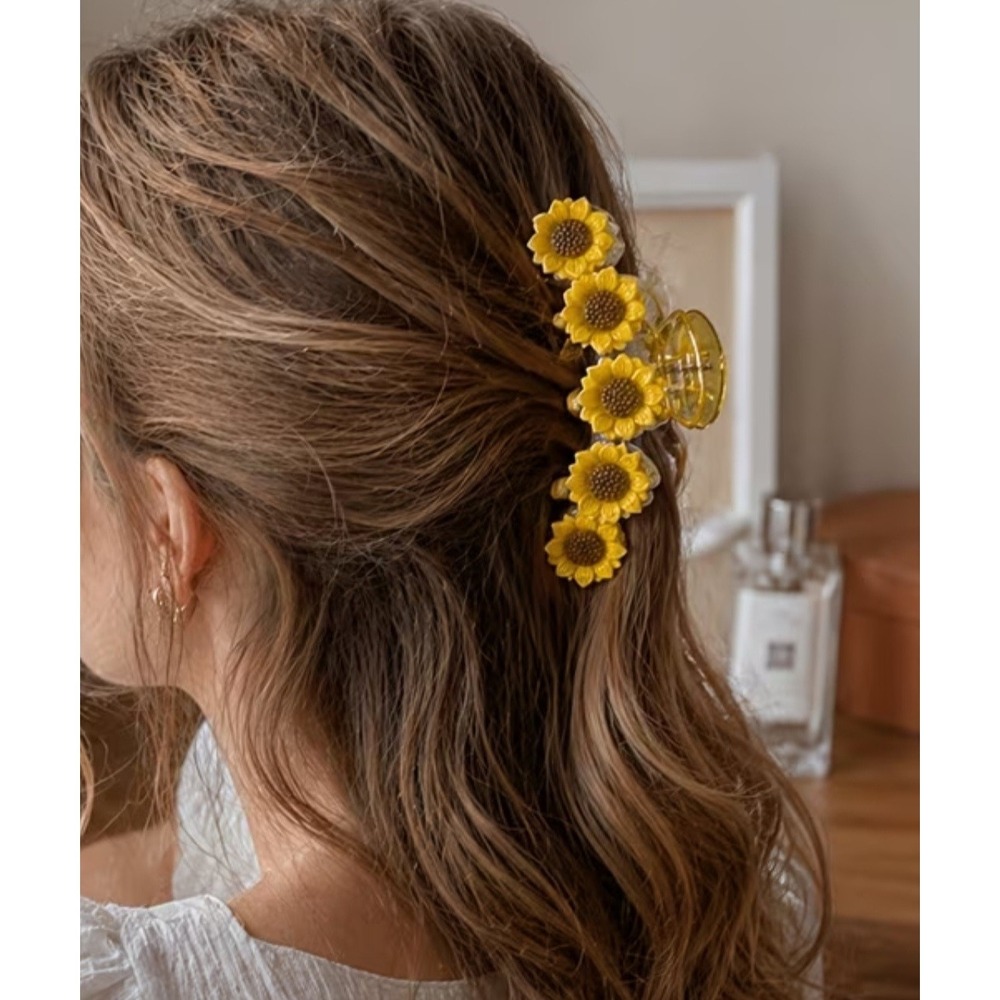 Sunflower Hair Claw Clip Yellow Floral Large
